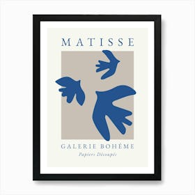 Abstract Birds Blue Matisse Print Art Print