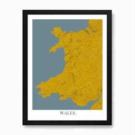 Wales Yellow Blue Map Art Print