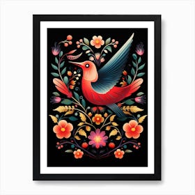 Folk Bird Illustration Swallow 3 Art Print