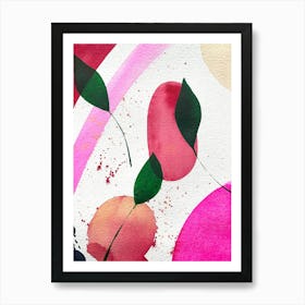 Pink and Green 2 Abstract Watercolor Painting Art Print
