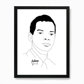 Julian Bond American Activist Legend in Line Art Art Print