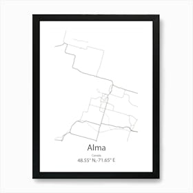 Alma,Canada Minimalist Map Art Print