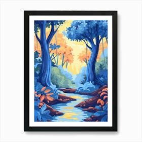 Forest Landscape With Stream Art Print