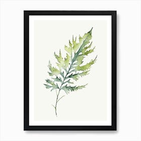 Wormwood Leaf Minimalist Watercolour 5 Art Print