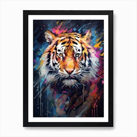 Tiger Art In Neo Impressionism Style 2 Art Print