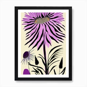 Purple Coneflower Wildflower Modern Muted Colours Art Print