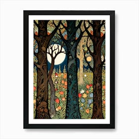 William Morris Moonlight In The Forest 18 Art Print