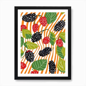 Mulberries Fruit Summer Illustration 3 Art Print