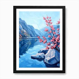 Cherry Blossoms By The Lake 3 Art Print