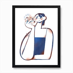 Cold Drink Minimal Girl Art Print