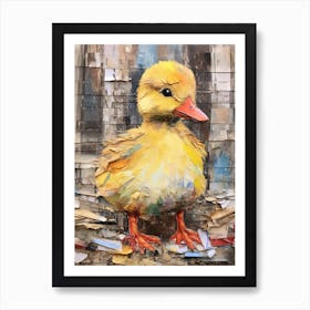 Textured Mixed Media Duckling Collage 2 Art Print