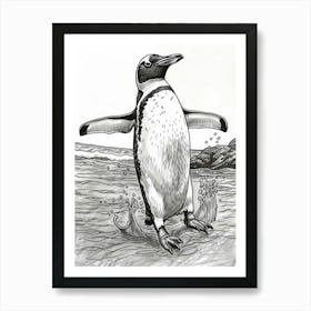 Emperor Penguin Hauling Out Of The Water 2 Art Print