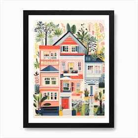 A House In San Francisco, Abstract Risograph Style 2 Poster