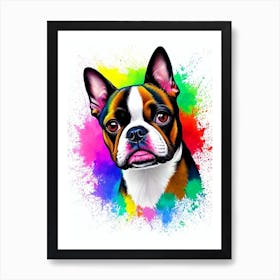 Boston Terrier Rainbow Oil Painting Dog Art Print