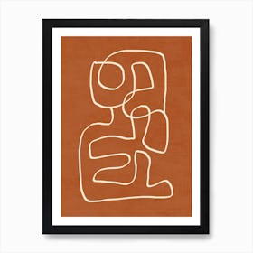 Abstract line art 15 Terracotta Art Print