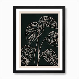 Minimalist Black & White Leaves 2 Art Print