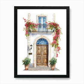 Lisbon, Portugal   Mediterranean Doors Watercolour Painting 4 Art Print