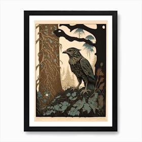 Crow in Woods Art Print