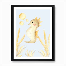 Golden Seahorse Art Print