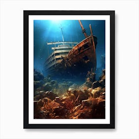Titanic Ship Wreck Sea  Art Print