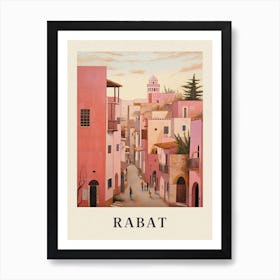 Rabat Morocco 3 Vintage Pink Travel Illustration Poster Art Print