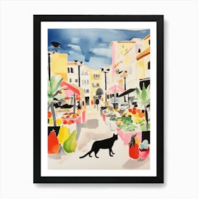 The Food Market In Mallorca 1 Illustration Art Print