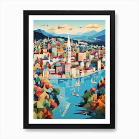 Zurich, Switzerland, Geometric Illustration 3 Art Print