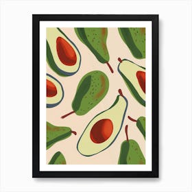 Avocado Pattern Illustration 4 Art Print