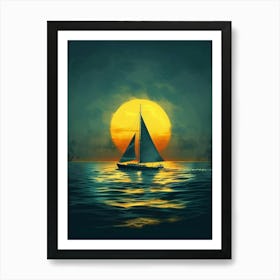 Sailboat At Sunset 32 Art Print