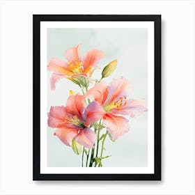 Lilies Flowers Acrylic Painting In Pastel Colours 8 Art Print