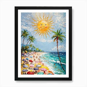 Happy Sunny Beach - Colorful Coastal Digital Wall Art Download Art Print