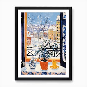 The Windowsill Of Krakow   Poland Snow Inspired By Matisse 2 Art Print