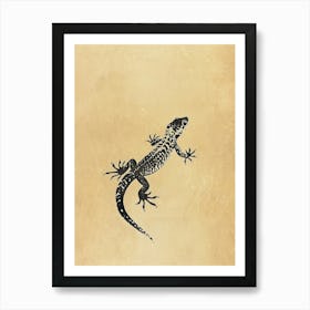 Day Gecko Block Print 2 Art Print