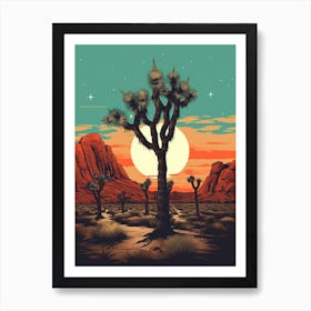  Retro Illustration Of A Joshua Tree At Dusk 4 Art Print