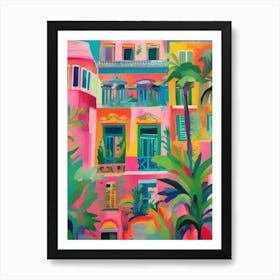 tropical building with plants Art Print