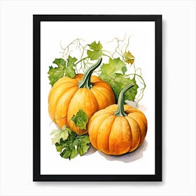 Pie Pumpkin Watercolour Illustration 4 Art Print