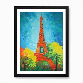 Eiffel Tower Paris France David Hockney Style 4 Art Print