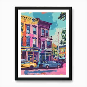 Belmont New York Colourful Silkscreen Illustration 4 Art Print