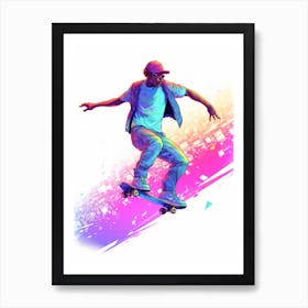 Skateboarding In Cape Town, South Africa Gradient Illustration 1 Art Print