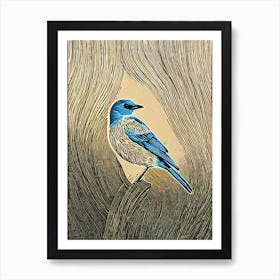 Eastern Bluebird Linocut Bird Art Print