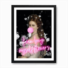 Empress Sisi Floral Neon Art Print