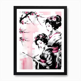 Traditional Japanese Art Style Geisha Girls Art Print