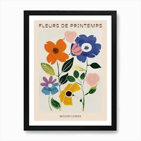 Spring Floral French Poster  Moonflower 2 Affiche