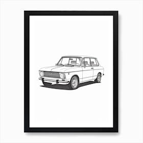 Mini Cooper Line Drawing 7 Art Print