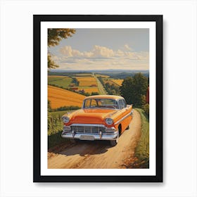 Old Car On The Road 1 Art Print