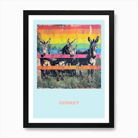 Donkey Rainbow Retro Poster 3 Art Print