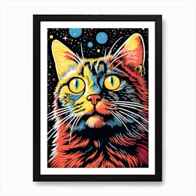 Stellar Whiskershimmer, Psychedelic Cats series Art Print