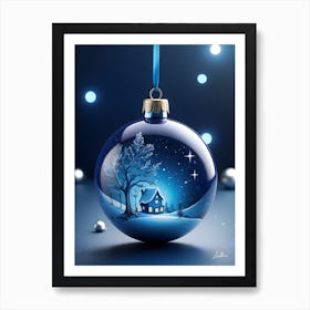 Snowy Christmas ball Art Print