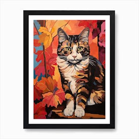 Bleeding Heart Flower Vase And A Cat, A Painting In The Style Of Matisse 0 Art Print