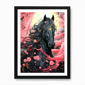 Black Horse Art Print